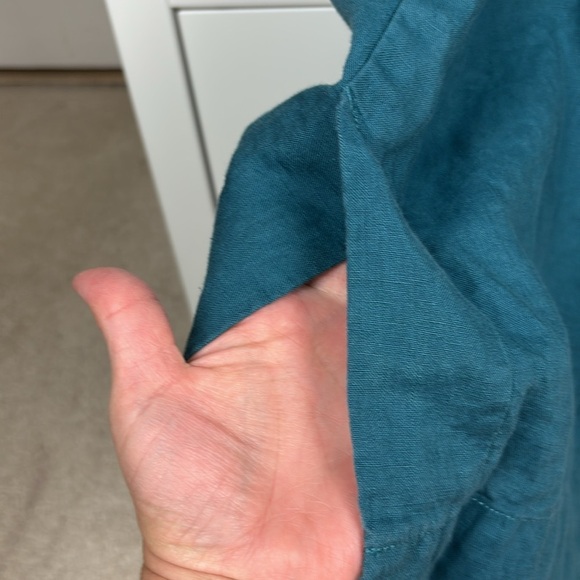 Athleta Playa Linen Wide Crop Teal Pants - Size 10 - Picture 2 of 10